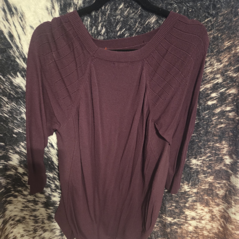 Maurices Deep Purple Sweater Blouse. 3/4 Sleeve.